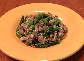 Shiitake and asparagus with buckwheat