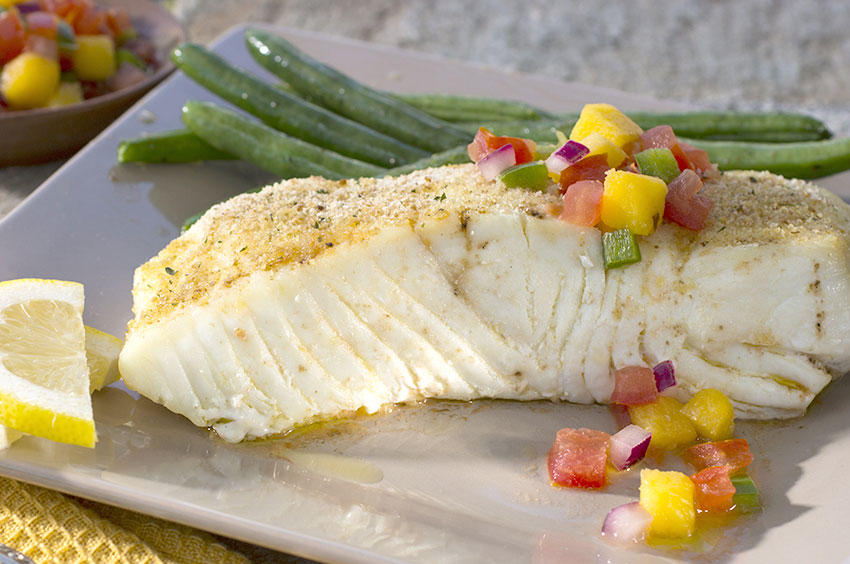 Pan Seared Halibut with Mango Salsa - Hollywood Diet Blog