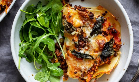 Lentil and kale Lasagna