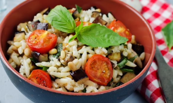 ROASTED EGGPLANT AND TOMATO ORZO